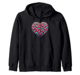 Cute Heart with Flowers and Hearts for Valentine's Day Zip Hoodie