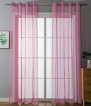 Gardinenbox 20332-cn2 Lot de 2 Rideaux à œillets Transparent Uni 100% Polyester Rose 225 x 140 cm