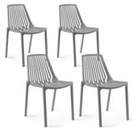 Lot de 4 chaises de jardin - Oviala - Gris - Polypropylène - Empilables