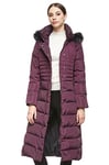 Orolay Doudoune Longue pour Femme de Fourrure à Capuche et Manches Raglan Manteau Violet XS