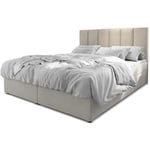 Lit boxspring avec matelas et sur-matelas inclus Meril 140x190cm Tissu Beige - Beige