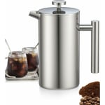 Cafetière à Piston en Acier Inoxydable 800ML, Presse française avec Triple Filtres, French Press avec Fonction de Maintien au Chaud et Piston en Acier