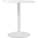 HOMCOM matbord, runt köksbord, modernt matsalsbord för 2 personer, barbord, pelarbord med stålben, halkfritt fotstöd, Ø70 x 75 cm, vit
