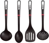 Tefal K206S414 Ingenio Set de Spatule, Cuillère, Louche et Cuillère Passoire Argent Noir 17.2 x 8.1 x 36 cm