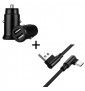 Pack Pour Crosscall Core-X3 Smartphone Type C (Cable 90 Fast Charge + Mini Double Prise Allume Cigare) - Noir