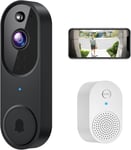 SHARKPOP 1080p Video Doorbell Camera Wireless with 2-Way Audio, Ring Black 