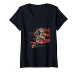 Womens Football Player 90s Look Leisure Sport V-Neck T-Shirt