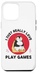 iPhone 12 Pro Max Kawaii Penguin I Just Really Love Cute Play Games Lover Case