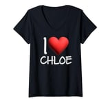 Womens I Love Chloe Name Personalized Girl Woman Friend Heart V-Neck T-Shirt