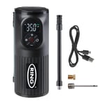 Ring Automotive - RTC2000 Digital Rechargeable Cordless Tyre Inflator Air Compressor and Electric Bike Pump with Pressure Gauge Memory LED Light Powerbank and Adaptor kit, Black