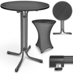 tillvex® Table de bistrot Pliable Ø 80 cm avec Housse | Table de bistrot prête à l'emploi | Table Pliante Ronde – Table de fête résistante aux intempéries | Table de Jardin d'intérieur et d'extérieur