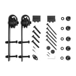 Haloyo - 183cm Kit de Simple Porte Quincaillerie de Grange Coulissante Kit Rail Porte Coulissante noir