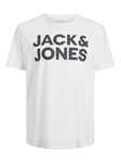 JACK & JONES T-Shirt Homme avec Logo, Grande Taille, col Rond, Manches Courtes, Tee-Shirt Oversize JJECORP, Couleurs:Blanc, Size:XXL