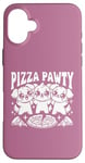 Coque pour iPhone 16 Plus Pizza Party Pizza Pawty Three Dogs Funny Pun amoureux des chiens