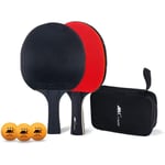 Litzee - Raquettes de Ping-Pong Set, 1 Paire de Raquettes de Tennis de Table avec Sac de Rangement pour Joueurs Débutants et Avancés Activité Famille