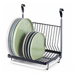 LIVIVO Dish Rack with Drain Tray in Black for Organising Kitchen Hanging Rail