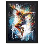 Before the Land Parkour Jump Paint Splat Portrait Artwork Framed Wall Art Print A4