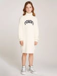 Tommy Hilfiger Kids' Fluffy Logo Jumper Dress, Natural Ivory