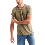 Lucky Brand Men's Venice Burnout Notch Neck Tee Shirt T, Dark Olive, XL