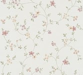 A.S. Création Flower Wallpaper Self-Adhesive Wallpaper Country House Style Floral Wallpaper Pink Cream Wallpaper with Flowers 0.52 x 2.5 m Made in Germany