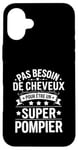 Coque pour iPhone 16 Plus Super Pompier Humour Cadeau Pompier Homme Chauve Pompier