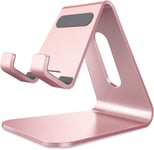 Support Téléphone, Support De Bureau En Aluminium Compatible Avec Iphone 16 15 14 13 12 Mini Pro Xs Xr X Se 8 7 6 6s Plus Huawei Mate 60 Pro, Samsung S23 S22 S21-Or Rose