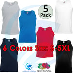 5 Pack Men's Classic Fit Valueweight Cotton Vest Gym Sleeveless Tank Tee T Shirt