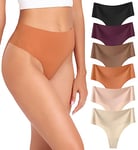 Wealurre String Tanga Femme Lingerie sans Couture Caleçon Taille Haute Lingerie Femme Slip Seamless Femme Multipack 6pcs