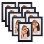 EYMPEU 6x4 Photo Frame with Mat Capable of Holding 7x5 or 6x4 Photos, Set of 9 Black Photo Frames for Wall or Table Top Rustic Photo Frames