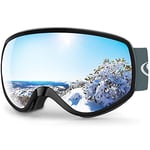 Findway Masque de Ski Enfant 3 à 8 Ans - Lunettes de Ski Enfant Masuqe Ski pour Garçon et Fille Anti-UV Antibuée Compatible avec Casque pour Ski Snowboard Sports (Lentille Argentée(VLT 8%))