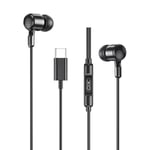 in-Ear USB-C Stereo hörlurar för Samsung / iPhone 15, 16 och Mobil med USB-C Kontakt Svart