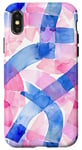 Coque pour iPhone X/XS Bleu aquarelle à carreaux Survivor du cancer du sein nouveautés