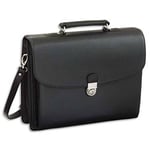 Juscha Attaché case avec 5 compartiments simili - cuir noir 40 x 32 15 cm