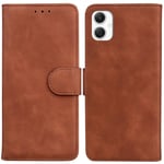 SATURCASE Coque pour Samsung Galaxy A06, Toucher Confortable PU Cuir Magnétique Flip Portefeuille Support Porte-carte Protecteur Housse Étui pour Samsung Galaxy A06 (FG-Marron)