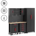 Armoire de garage modulable MSW avec paroi perforée et 2 chariots à roulettes