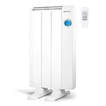 Orbegozo RRE 510 Radiateur à économie d'énergie, 3 éléments chauffants, écran numérique LCD, télécommande, programmable, 500 W, aluminium, blanc