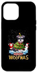 Coque pour iPhone 12 Pro Max Schnauzer miniature Merry Christmas Tree Lights Dog X-Mas