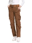 Aeslech Womens Cargo Work Combat Trousers Cotton Casual Tactical Pants Ladies Travel Coffee Brown US 18 - UK 20