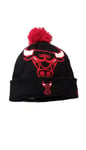 NEW ERA CHICAGO BULLS BONNET EN MAILLE ACRYLIQUE  NOIR ET ROUGE