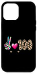 Coque pour iPhone 12 Pro Max Peace Love 100 Days Of School Cœur léopard