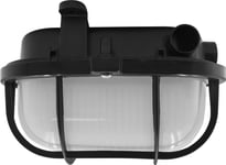 Vägglampa Orno Oval 7040T/P, Armatur, 40W, E27, Ip44, Ik10, Kupa I Polykarbonat, Sockel I Polypropen, Plastraster, Svart