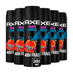 AXE Déodorant Homme Spray Skate et Roses, 48h non-stop frais, Parfum de roses fraîches (Lot de 6x200ml)