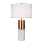 SOGA 60cm White Marble Bedside Modern Desk Table Lamp Living Room Shade with Cylinder Base - Lamps - TableLampH60