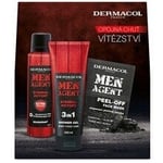 Setti Dermacol Men Agent Eternal Victory miehille: suihkugeeli, 250 ml + deodorantti, 150 ml + kasvonaamio, 2 x 7,5 ml