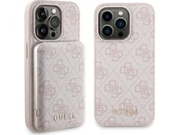 Guess  Guess Gubpm5p14l4gemgp Iphone 14 Pro 6.1" Hardcase + Powerbank 5000Mah Magsafe Różowy/Pink 4G Metal Logo Nosize