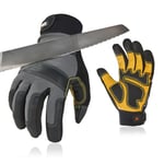 Vgo... Gants anti-coupure en HPPE, gants de travail en cuir de sécurité, gants de mécanicien, protection des mains, EN388 niveau C, ANSI niveau A3 (CA9777CT,10/XL,Gris,1Paire)