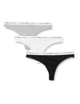 Tommy Hilfiger Women 3 Pack Thong (Ext. Sizes) UW0UW05530 White (White/Black/Grey Heather) L