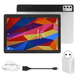 Tablette 10,1 pouces pour Android11 ¿¿2,4 G 5 G 5800 mAh Type C rechargeable 8 Go de RAM 256 Go ROM 1920 x 1200 5 MP 13 MP Octa Core Tablette argent&eacute;e 100 &agrave; 240 V Prise UE