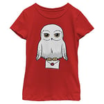 Warner Bros. Girls Harry Potter and The Deathly Hallows Anime Hedwig Mail Girls Short Sleeve Tee Shirt, Red, X-L