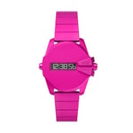 Diesel Baby Chief Watch for Men, Digital Movement with Silicone, Stainless Steel or Leather Strap, Pink, 35MM